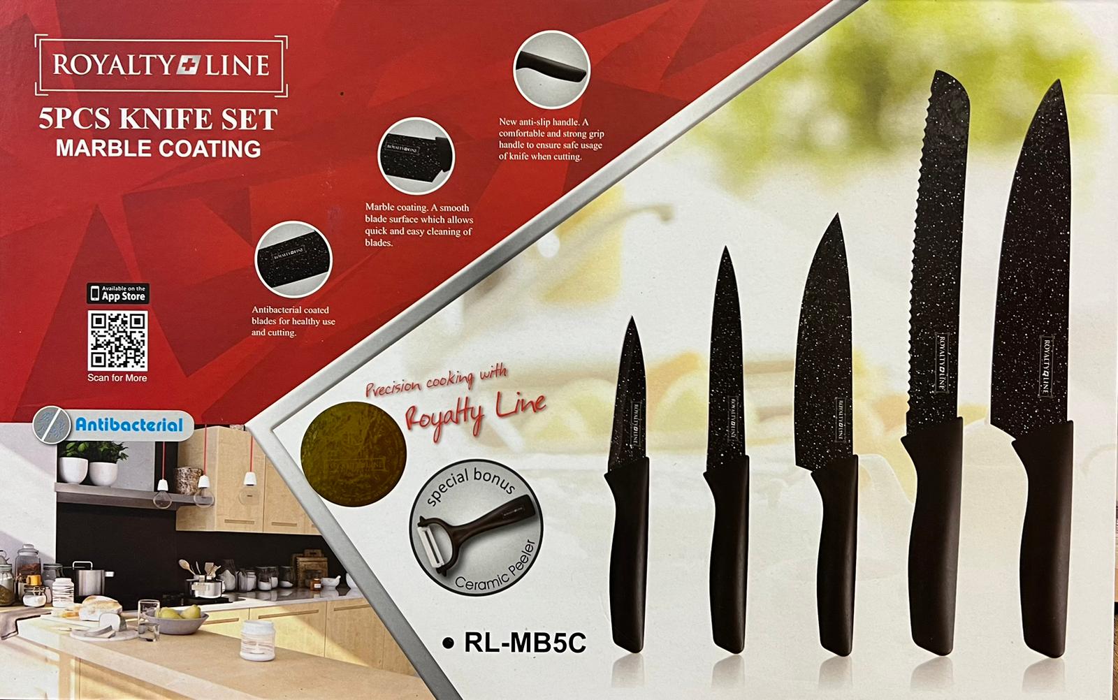 Messerset 5-teilig mit Marmorbeschichtung