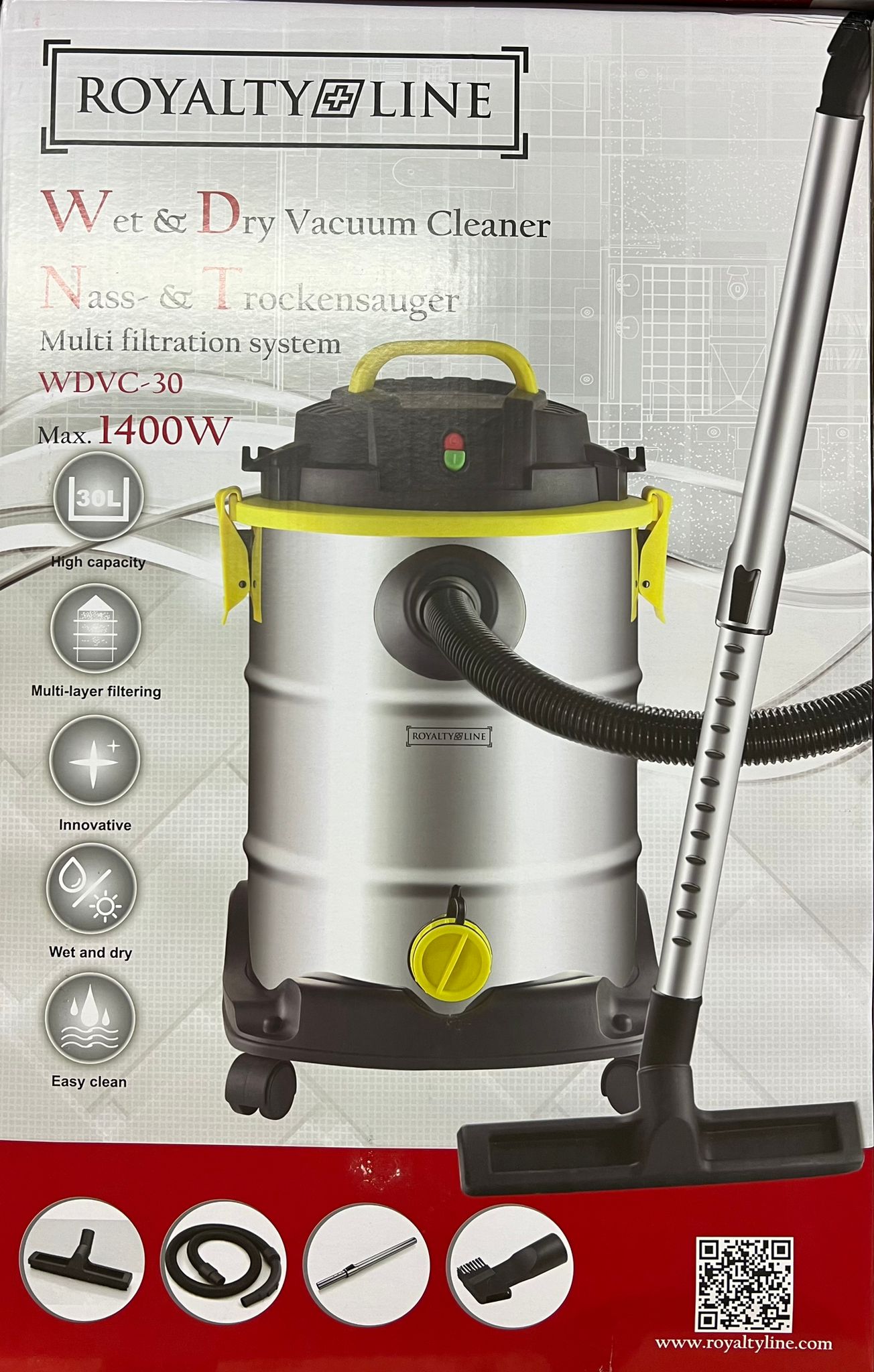 Nass- und Trockensauger 30 L, 1400 W
