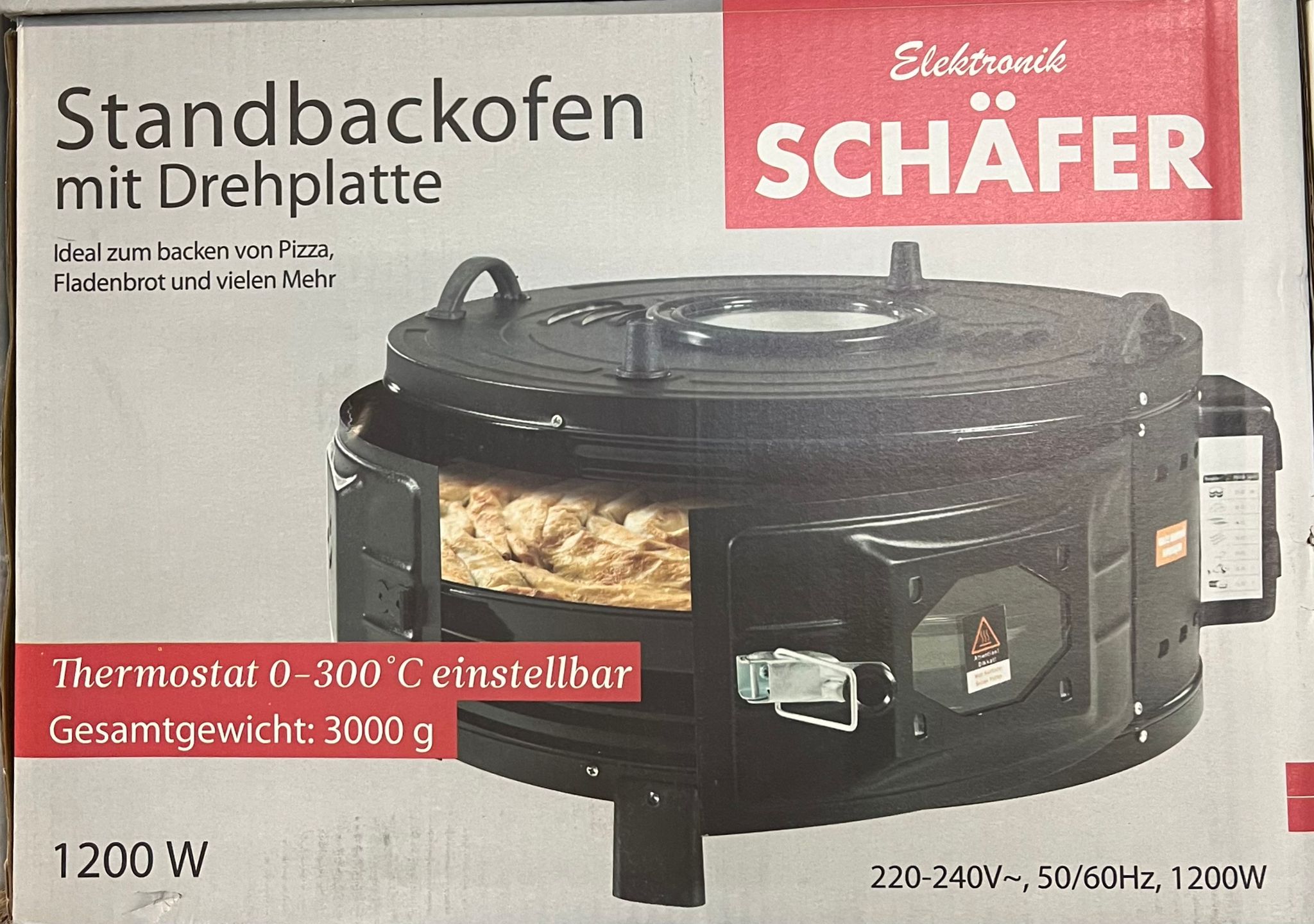 Standbackofen 1200 W mit Drehplatte
